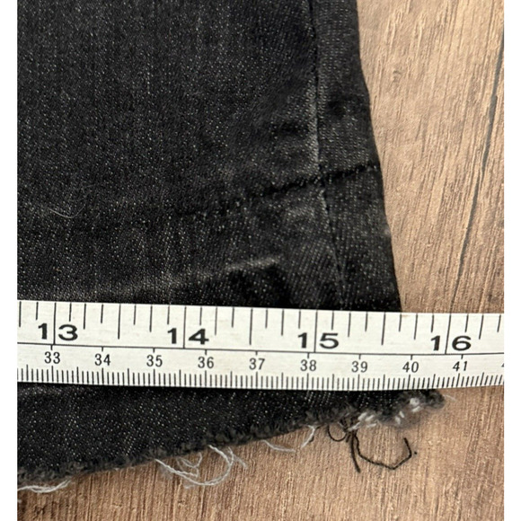 We The Free Free Bell Bottom Button Front Frayed Hem Black Denim Jeans Size 26 - Picture 16 of 16